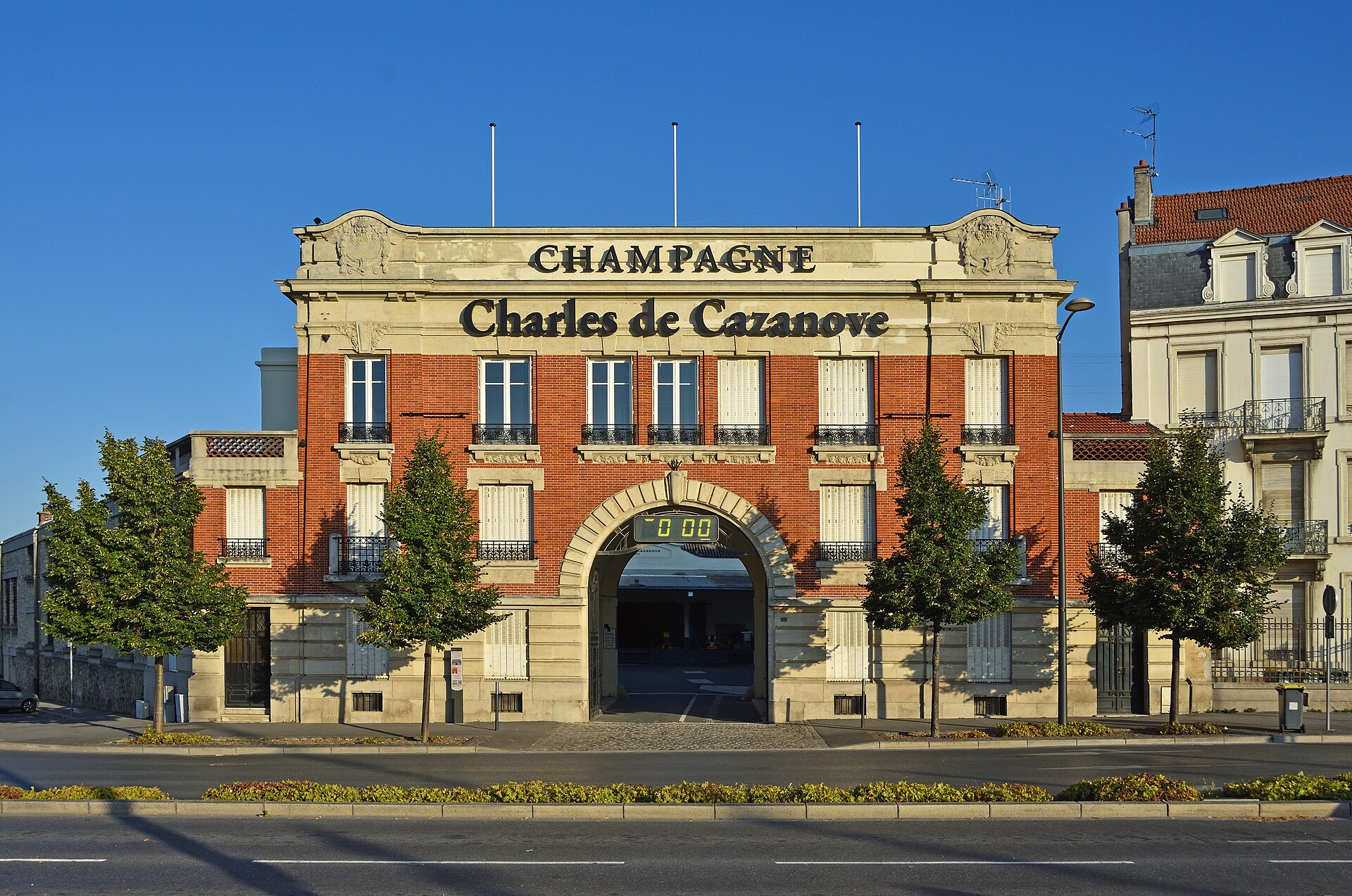 Exterior view of Charles De Cazanove Champagne house, Reims France