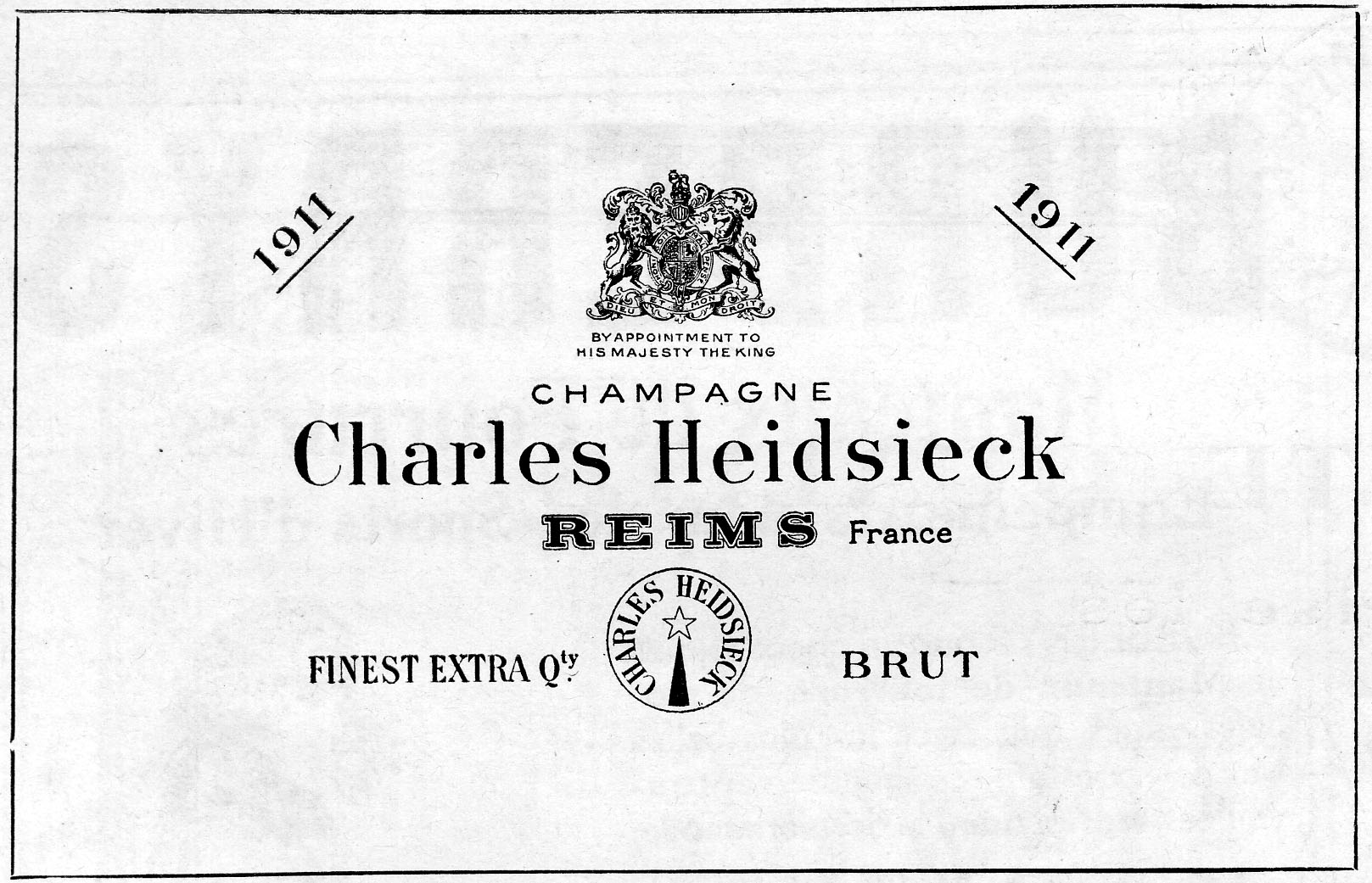 Vintage 1923 advertisement for Charles Heidsieck Champagne house